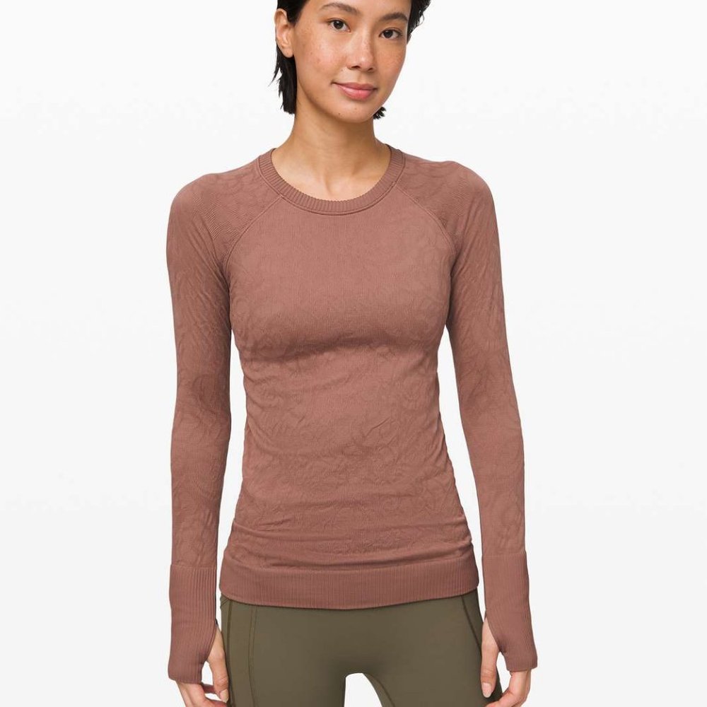 LULULEMON Rest Less Spanish Oak Pullover Rose Pink Nude Floral Paisley 4